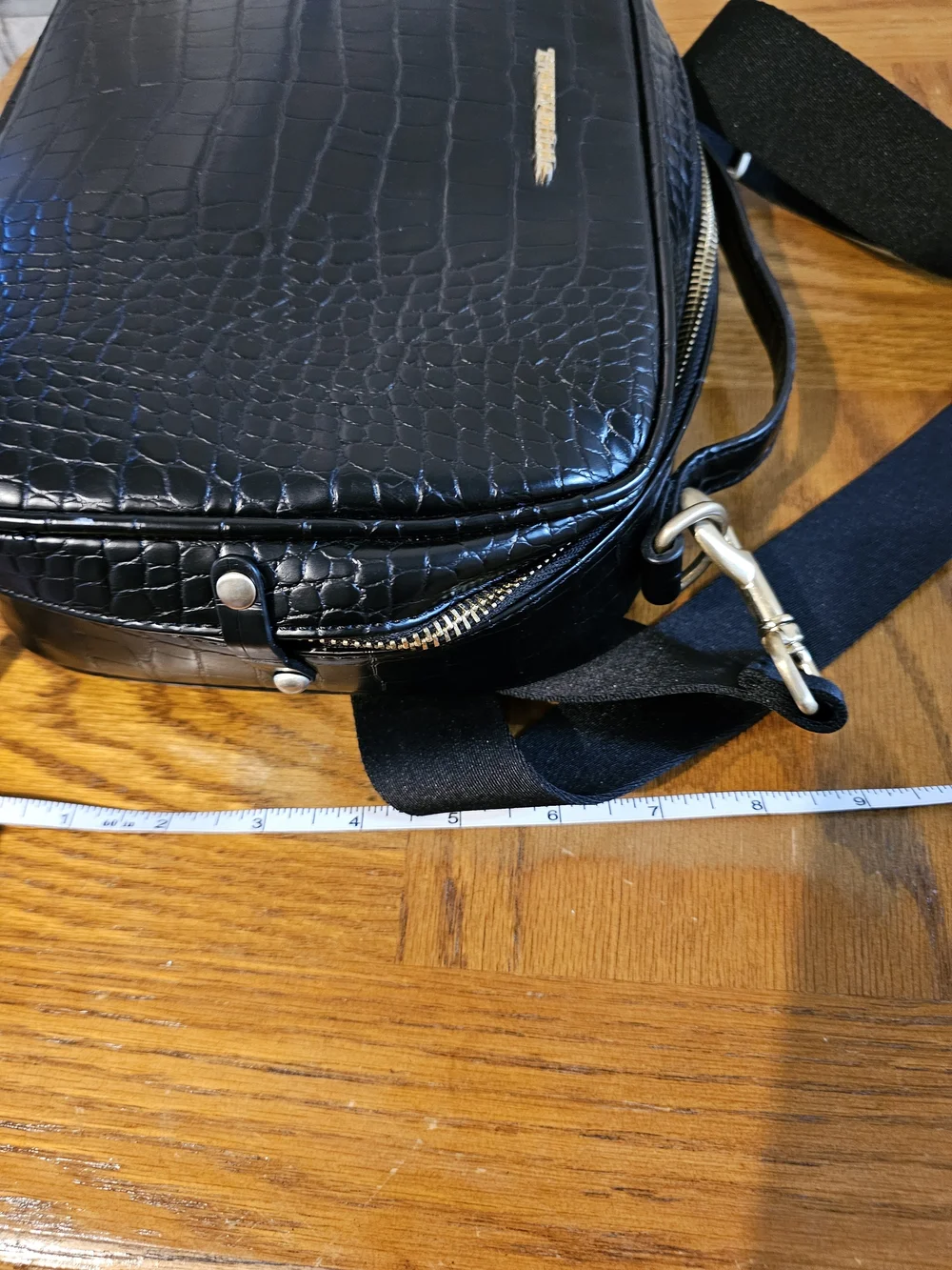 TWElvelittle Black Croc-Embossed Diaper Bag W/ Changing Pad